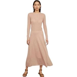 Vince Brushed Swing Skirt Alpaca Mohair Knit Sz Large Terra Rosa Pink